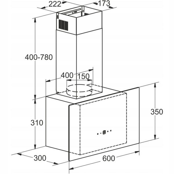 Okap Kominowy Walencja 60 BL (Czarny) zdjęcie 3