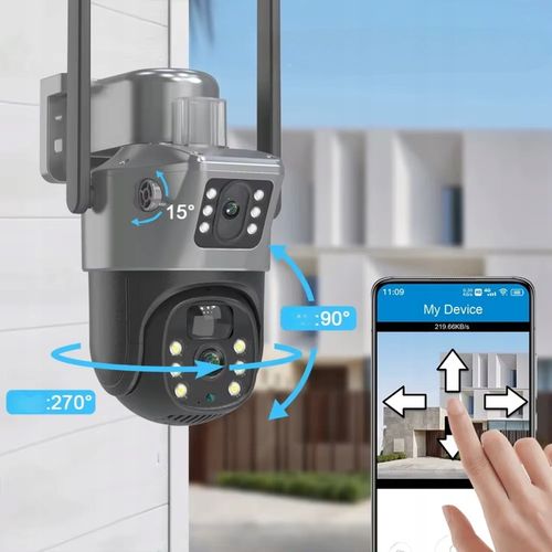 PODWÓJNA KAMERA SOLARNA WIFI IP SMART ZEWNĘTRZNA OBROTOWA QHD 6MP ZOOM 3w1 na Arena.pl