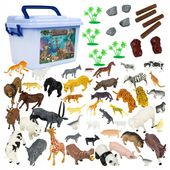 FIGURKI DZIKIE ZWIERZĘTA SAFARI WILD ZOO ZWIERZĄTKA KOLEKCJA 58 EL +KUFEREK