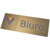 Elegancka metalowa tabliczka informacyjna na drzwi złoty dibond 40x15cm