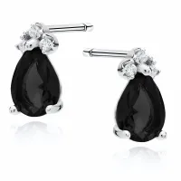 RODOWANE SREBRNE KOLCZYKI ŁEZKI CZARNE CYRKONIE