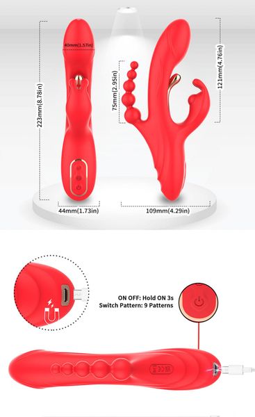 wibrator króliczek trident czerwony usb 22 cm zdjęcie 12