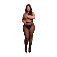 leg avenue shimmering cut-out tights plus size czarne ze złotym brokatem