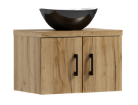 Szafka łazienkowa wisząca MARKUS 50 dąb craft złoty z umywalką Eliza C (W1)