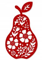 Z85 Zawieszka GRUSZKA owoc jesień ozdoba dekoracja ażurowa dekor 16x20 czer