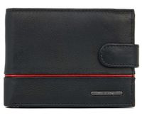 skórzany portfel męski z rfid ellini - czarno-czerwony