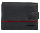 skórzany portfel męski z rfid ellini - czarno-czerwony