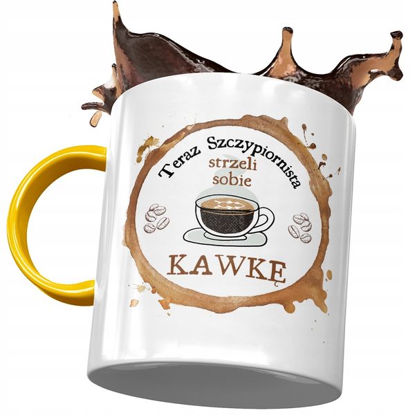 Kubek Żółty Dla Szczypiornisty Strzeli Sobie Kawkę Z Nadrukiem Ze Zdjęciem zdjęcie 1