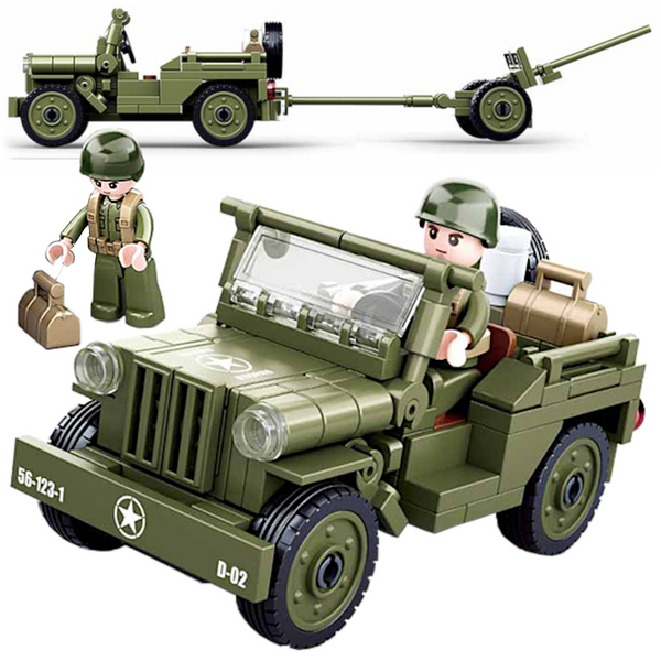 Klocki Wojsko JEEP WILLYS MB + Armata 143el zdjęcie 1