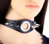 Obroża czarna gotycka otwór kolce punk rock metal  N125_AAA