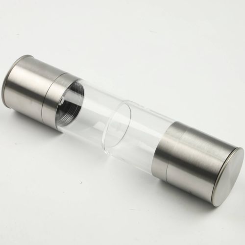 MŁYNEK RĘCZNY DO MIELENIA PRZYPRAW PIEPRZU SOLI 2W1 METALOWY SREBRNY na Arena.pl