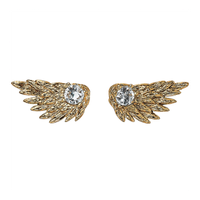 kolczyki podwójne, cyrkonia, skrzydła anioła złote k222z