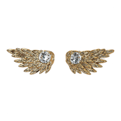 kolczyki podwójne, cyrkonia, skrzydła anioła złote k222z