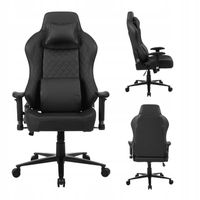 FOTEL GAMINGOWY BIUROWY OBROTOWY SONIC CZARNY SKÓRA PU