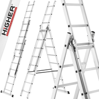 Drabina aluminiowa z opcją na schody 3x8 HIGHER 4,70m Hobby 150kg