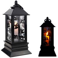 tg78549 lampion świeczka led, czarny, z wzorem w duchy, dekoracja