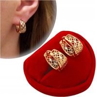 Złote kolczyki koło ażurowy koszyczek eleganckie antyalergiczne dla kobiety