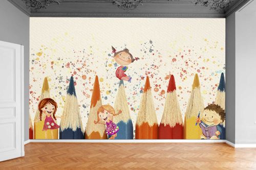 Fototapeta DZIECIĘCA KOLOROWE KREDKI OŁÓWKI RYSIK na Arena.pl