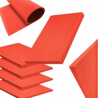 Wygłuszająca pianka mata akustyczna GŁADKA 200x100x1 cm | 2 m2 Czerwony