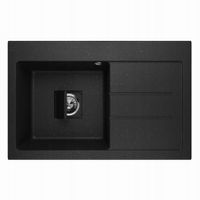 ZLEWOZMYWAK GRANITOWY LAVELLO QUBE1.0 CZARNY METALIK PRAWY