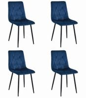 Krzesło tapicerowane granatowe LIBRA welur nogi czarne 4 szt. loft