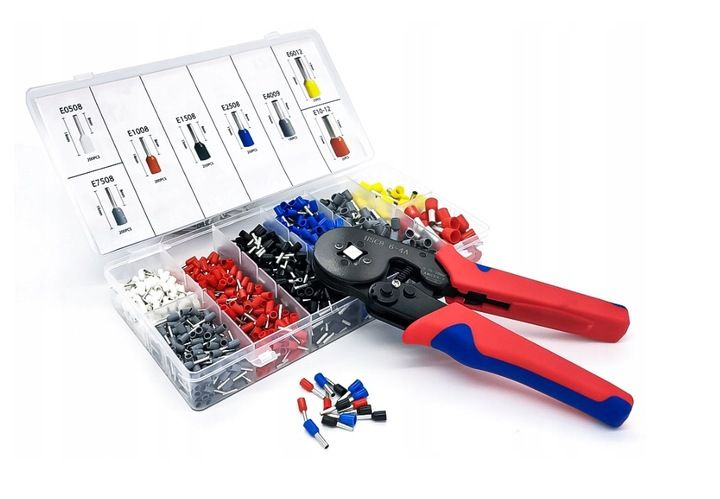 ZACISKARKA PRASKA KONEKTORÓW TULEJEK KOŃCÓWEK KABLI PRZEWODÓW ZESTAW x1200 zdjęcie 3