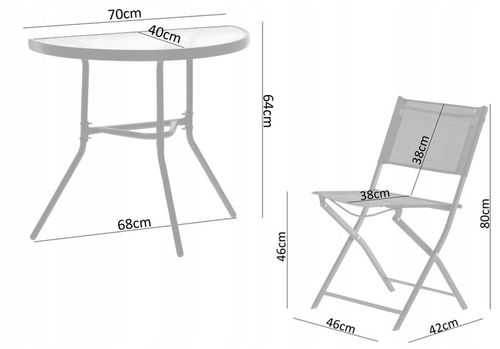 ZESTAW MEBLI BALKONOWYCH DO OGRODU 2x KRZESŁA SKŁADANE + STÓŁ na Arena.pl