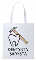 Dla Dentysty Stomatologa Torba Eco Biała Shopper Z Nadrukiem Ze Zdjęciem