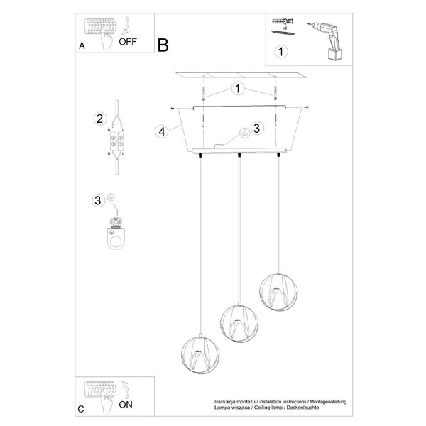 Lampa wisząca TULOS 3L biała zdjęcie 8