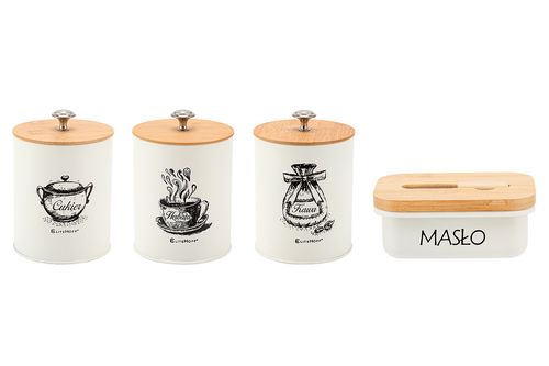 zestaw 3 pojemników kuchennych i maselniczka e-6058 na Arena.pl