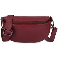 średnia saszetka skórzana typu nerka wielofunkcyjna - ciemnoczerwona