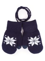 Rękawiczki chłopięce jeden palec ze sznurkiem wzór granatowe 10 cm YOCLUB