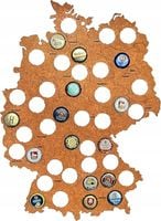 Niemcy Drewniana mapa piwa na 41 kapsli 42 x 30cm prezent piwny dla piwoszy