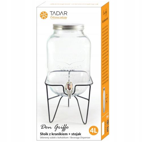 SZKLANY SŁOIK Z KRANIKIEM stojak na lemoniadę napoje soki piknik przyjęcie na Arena.pl