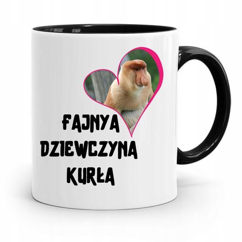 Kubek Czarny Dla Dziewczyny Fajna Dziewczyna Kurła Z Nadrukiem Ze Zdjęciem na Arena.pl