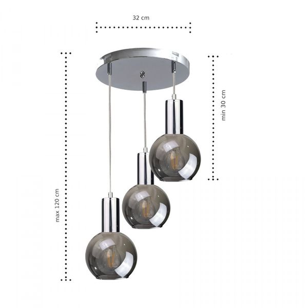 Lampa wisząca 3xE27 SUPRA SILVER zdjęcie 3
