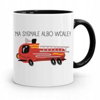 Kubek Czarny Prezent Dla Strażaka Na Sygnale! Z Nadrukiem Ze Zdjęciem