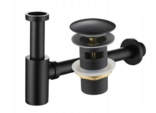 ZESTAW: SYFON UMYWALKOWY DO UMYWALKI + KOREK KLIK-KLAK Z PRZELEWEM CZARNY na Arena.pl