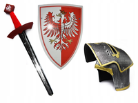 ZESTAW MIECZ 60CM HEŁM TARCZA DUŻA STRÓJ RYCERZA PRZEBRANIE DLA DZIECKA