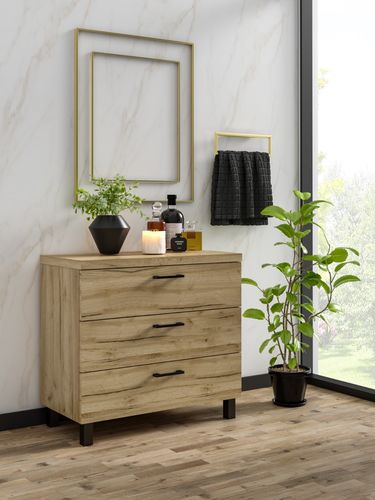 Komoda Nela 60 z 3 szufladami blat 32 dąb craft złoty (W1) na Arena.pl