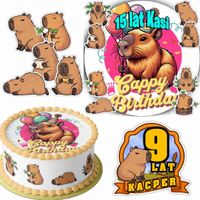 ZESTAW OPŁATEK NA TORT 20CM + 16 POSTACI - KAPIBARA + IMIĘ 15CM 18CM