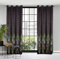 Zasłona gotowa na przelotkach ANGELINA 140x250 czarno/oliwkowa