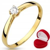 Złoty pierścionek zaręczynowy z cyrkonią 333 8K