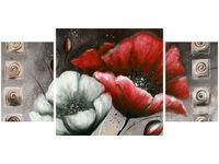 80X40CM MALOWANE MAKI CZERWIENI BRĄZIE TRÓJ OBRAZ