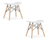 Taboret kuchenny KORFU biały 46 cm nowoczesny stołek z nogami buk x2