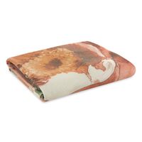 Koc bawełniano-akrylowy z nadrukiem kwiatowym CHLOE 150X200 pomarańczowy