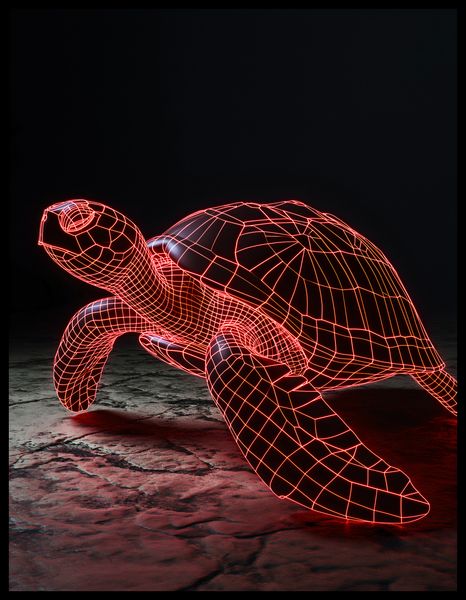 Plakat 50x65cm Neonowy Żółw zdjęcie 2