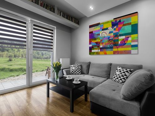 43601 Obraz na płótnie KWIATY KOMPOZYCJA KUBIZM na Arena.pl