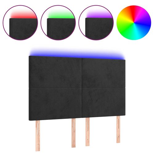Zagłówek do łóżka z LED, czarny, 144x5x118/128 cm, aksamit na Arena.pl