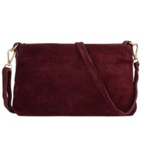 VERA PELLE torebka damska zamszowa listonoszka z paskiem V687 c.bordowa
